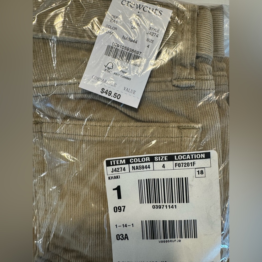 NWT JCrew Crewcuts Toddler Boy Tan Corduroy Pants! 4T
